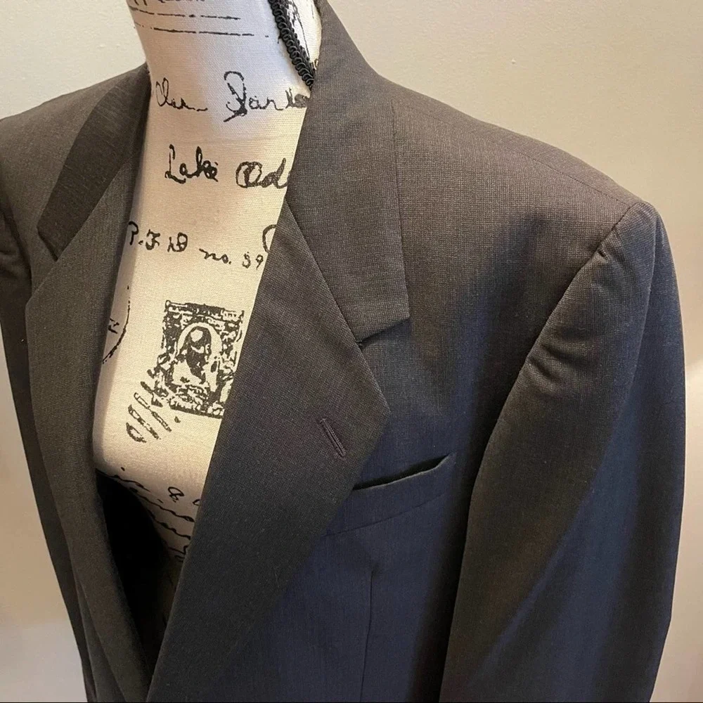Karl Lagerfeld Suit Jacket Blazer Sport Coat Gray 41L Bristol business office
